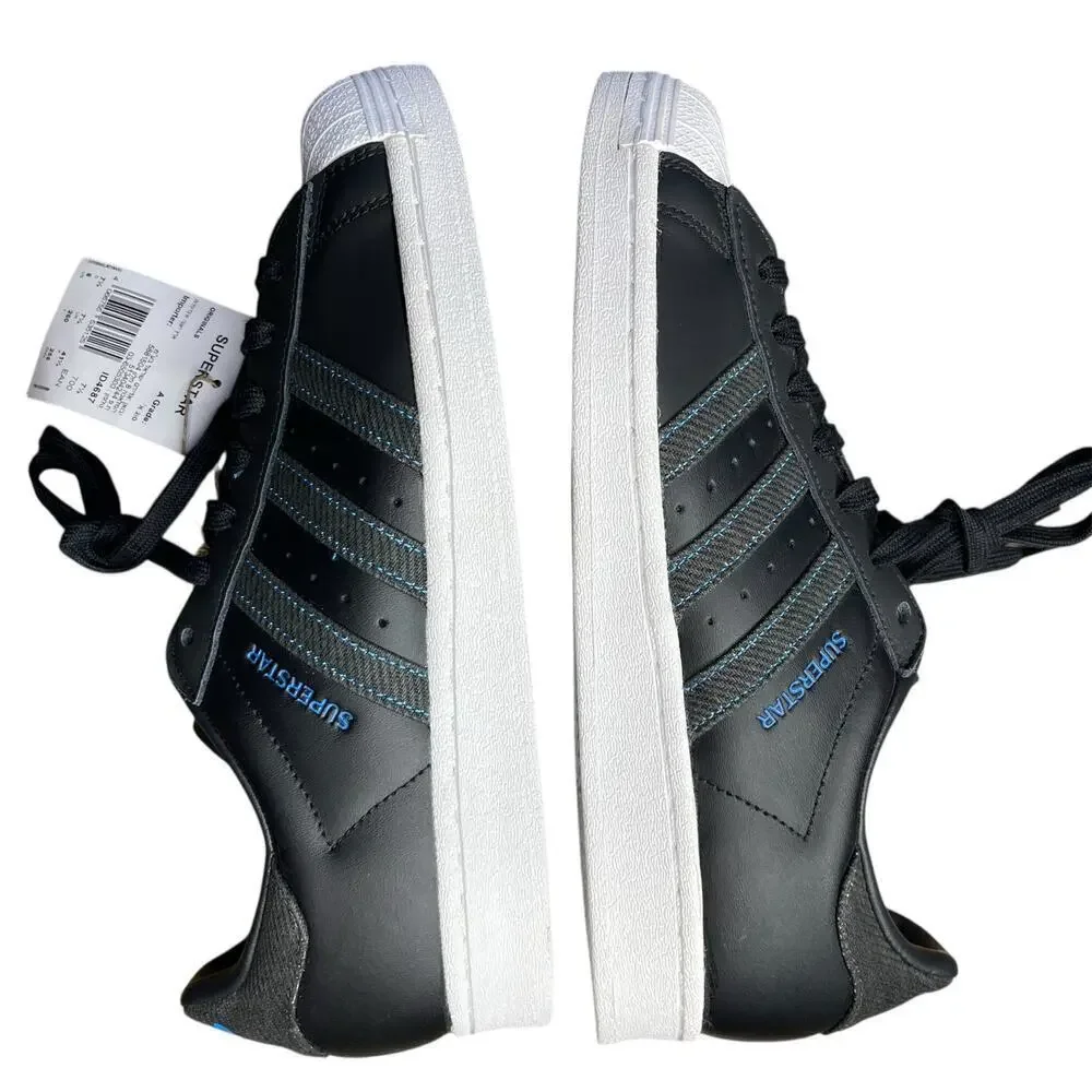 Adidas Superstar Denim Pack - Black Bright Blue sneakers size 8 New